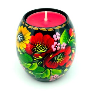 Decorative tea light candle holder red yellow