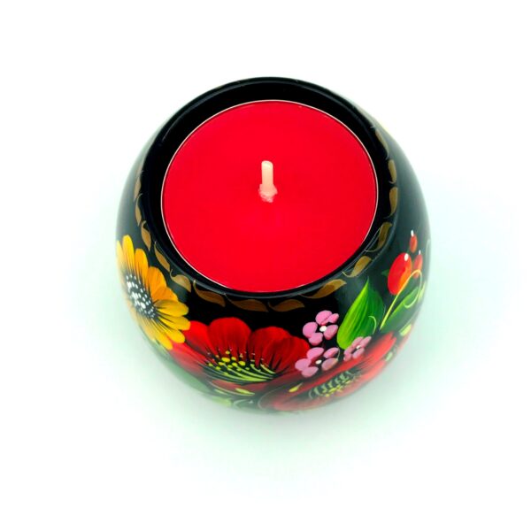 Tea light candle holder hand painted and laquered