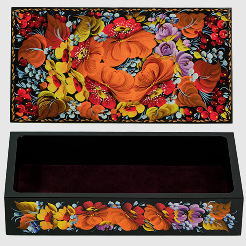 Decorative hand painted wooden box