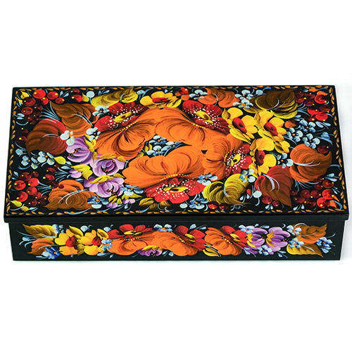 Decorative hand painted wooden box
