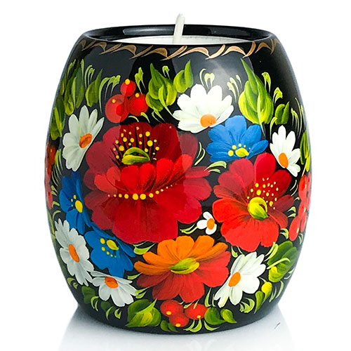 Decorative Tea Light Candle Holder with Floral Painting