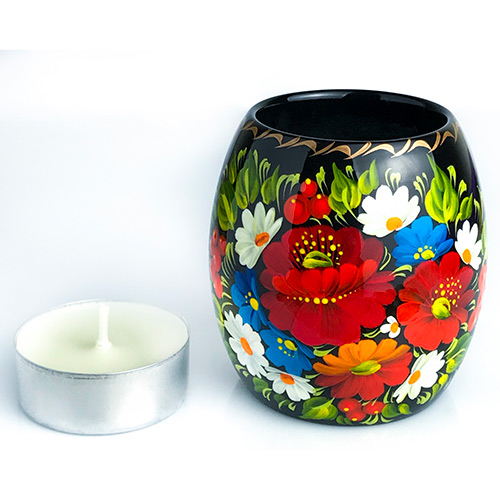 Decorative Tea Light Candle Holder with Floral Painting