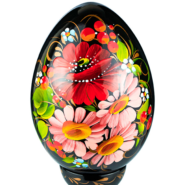 Hand painted wooden decorative egg - Pysanka