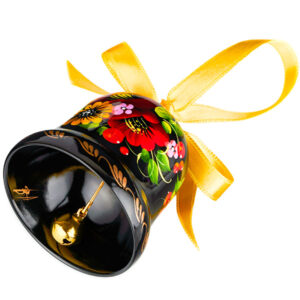 Wooden decorative bell with floral painting