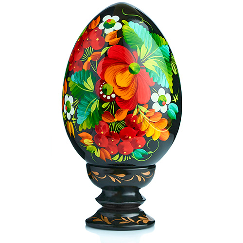 Hand painted Easter egg with flowers