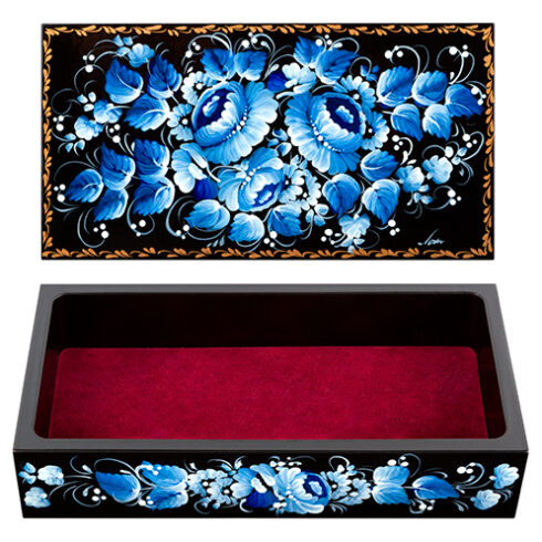 Rectangular Wooden Lacquer Jewelry Box, Wooden Rectangular Box With Lid