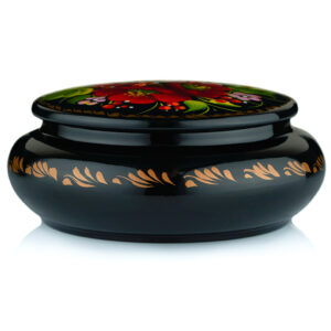 UA Creations Small Round Jewelry Box with Lid for Rings Necklace and Earrings Hand Painted Floral Lacquer Trinket Box 