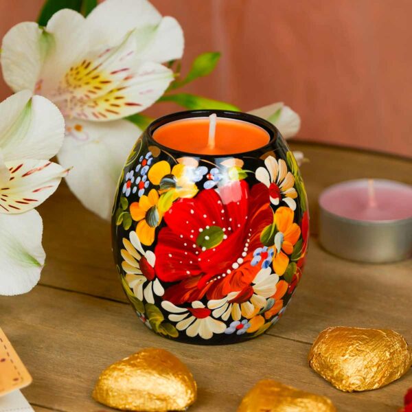 Hand Painted Colorful Wooden Tea Light Candle Holders