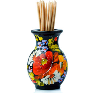 Toothpick holder with floral painting
