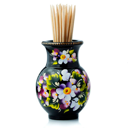 Wooden Hand Painted Tooth Pick Holder Laquered