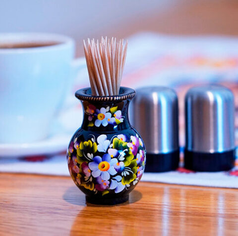 Decorative wooden toothpick holder in a lifestyle1