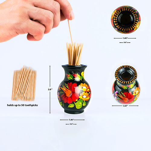 Decorative wooden toothpick holder