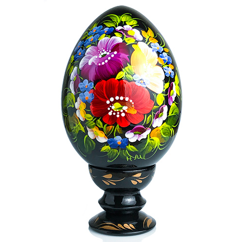 Hand painted Easter egg with floral decoration