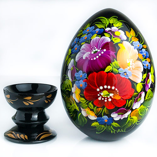 UA Creations Hand painted Easter egg with floral decoration