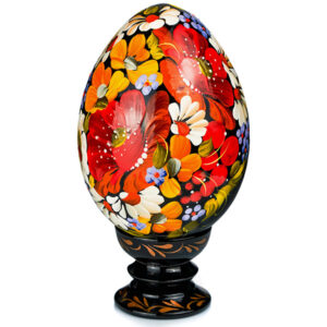 Hand painted wooden decorative egg Pysanka