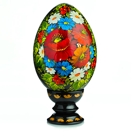 Hand painted Easter egg with flowers