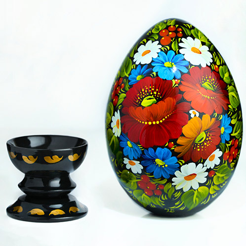 Hand painted Easter egg with a separate stand