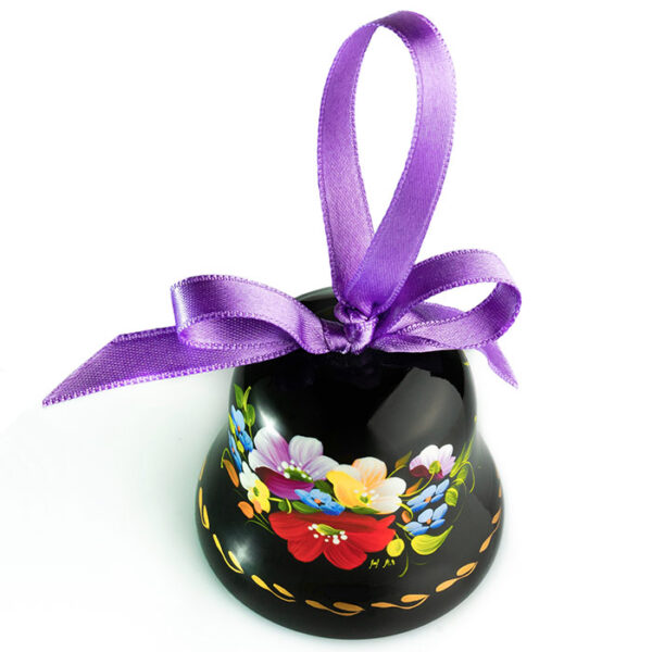 Decorative wooden bell with floral painting