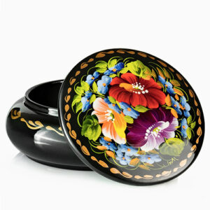 Wooden lacquer box with floral painting